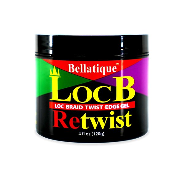 BELLATIQUE Loc B Retwist Loc, Braid, Twist, Edge Gel for Natural, Relaxed, Dry, Dull, & Brittle Hair (4 oz) - No Flaking, No Whitening, Fast Drying, High Shine, Maximum Hold - Last Up to 48 Hrs