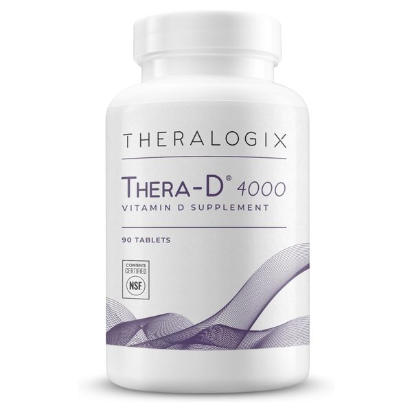 Theralogix Thera-D 4000 Vitamin D Supplement - 4,000 IU (100 mcg) Vitamin D3 Tablets - 90-Day Supply - Immune Support Supplement for Women & Men - Aids Bone & Heart Health - NSF Certified - 90 Tablets