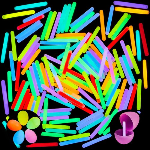 JOYIN 100 Mini Glow Sticks(1.7"), 8 Colors Small Glow, Glow in The Dark Halloween Party Favors, Tiny Glow Sticks for Halloween Decorations