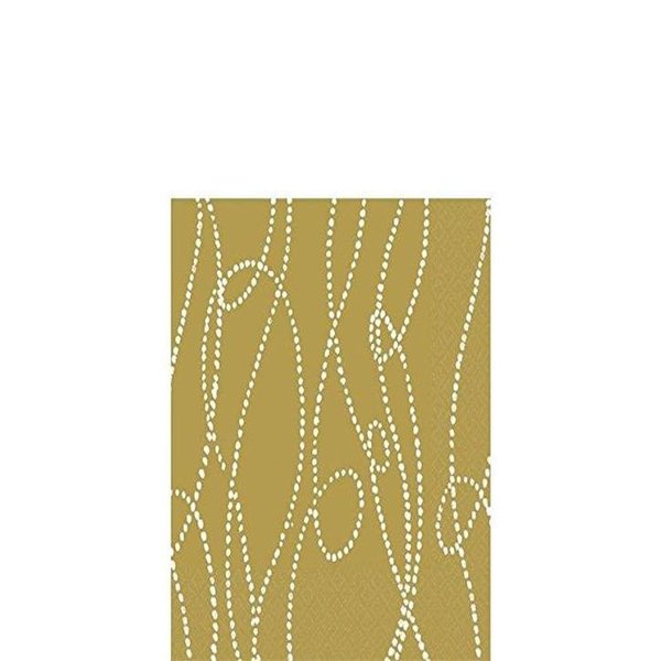 Amscan Decorative Beaded Stripe Party Beverage Paper Napkins (16 Pack), 5 x 5, Gold/White