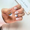 ALICE & BELLA Semi Cured Gel Nail Strips - Look For The Rainbow - Milky White Base w/Multi Color Rainbow Mani Polish Wraps Kit - Manicure Art Stickers Pride Mani - Use With Any UV Light Lamp