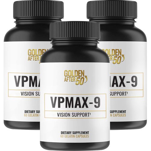Golden After 50 VpMax-9 - Sight Care and Antioxidant Supplement with Eye Vitamins, Lutein, Lycopene and Bilberry Extract - 60 Gelatin Capsules