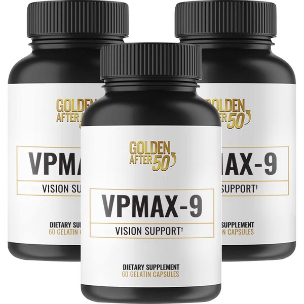 Golden After 50 VpMax-9 - Sight Care and Antioxidant Supplement with Eye Vitamins, Lutein, Lycopene and Bilberry Extract - 60 Gelatin Capsules