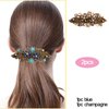 iRIIRIO 2pcs Hair Metal Barrettes with Rhinestone Hair Bronze Metal Spring Clips for French Hair Style for Women Girls (Blue+Champagne)