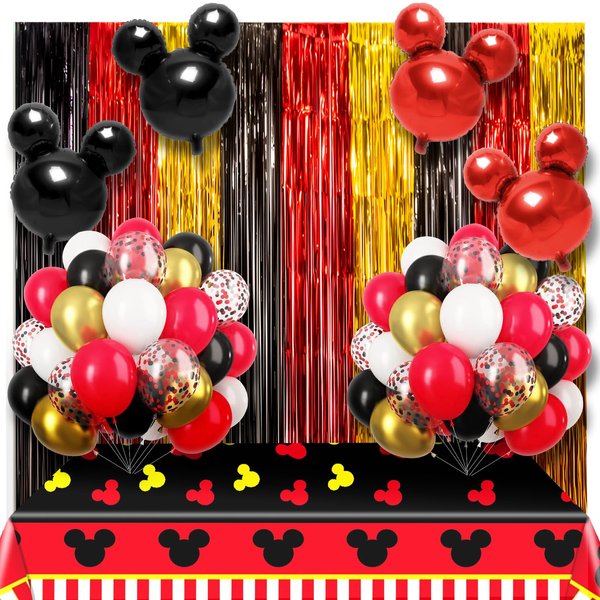Cartoon Mouse 1st Birthday Party Decorations,One Year Theme Party Supplies Included Cartoon Mouse Tablecloth,Latex Balloons,Foil Balloons, for Mouse Themed Party Supplies (Tablecloth Set)