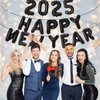 Black Happy New Year 2025 Balloons, 16 Inch 2025 Foil Number Balloons, 2025 New Years Decorations for New Years Eve Party Supplies 2025 New Years Eve Décor