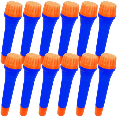 ArtCreativity 5.5 Inch Toy Microphone Set for Kids, Set of 12, Orange and Blue Pretend Play Plastic Mics for Karaoke Fun, Stage or Costume Prop, Birthday Party Favors and Goody Bag Fillers