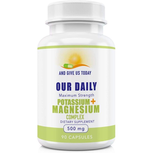 Our Daily Vites Potassium Magnesium Supplement 500mg - Powerful Magnesium Potassium Supplement with 5 Forms of Magnesium for Muscle Recovery, Leg Cramps, Gluten-Free Non-GMO - 90 Caps