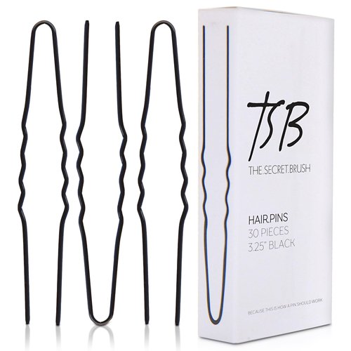 TSB Fura No.1 Professional Black Jumbo Hair Pins Set of 30-3.25 inches, 3x Retention, Vintage Style - Ideal for Weddings & Fashion Events - Comfortable, Non-Slip & Strong Hold