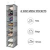 Berdeng Hanging Shoe Organizer for Closet with Side Mesh Pockets，Hat Racks for Baseball Caps，Shoe and Hat Holder & Storage，8-Shelf，Gray，1 Pack