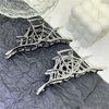 Halloween Hair Clips Silver & Black Hair Claw Clips Halloween Spider Web Shape Hair Barrette Metal Hair Jaw Clips Strong Hold Hair Accessories for Women 2PCS