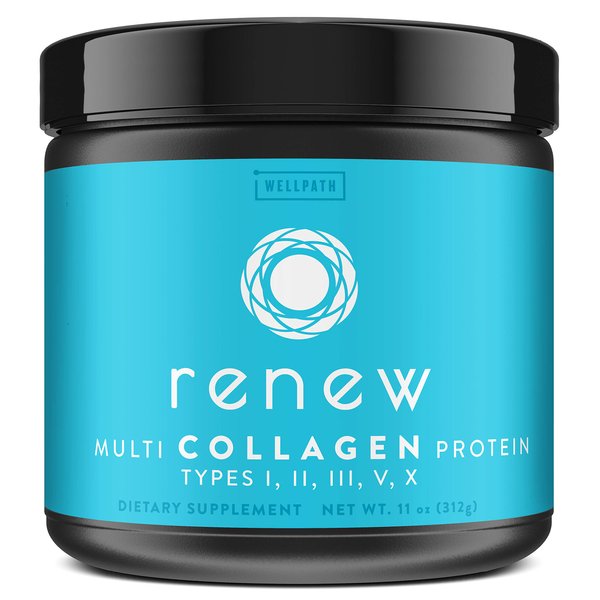 WellPath Renew Multi Collagen Protein Powder - 5 Types of Collagen - Hydrolyzed Grass-Fed Bovine, Marine, & Chicken Collagen Peptides - Type I, II, III, V, and X - Keto Friendly Supplement, 11 oz