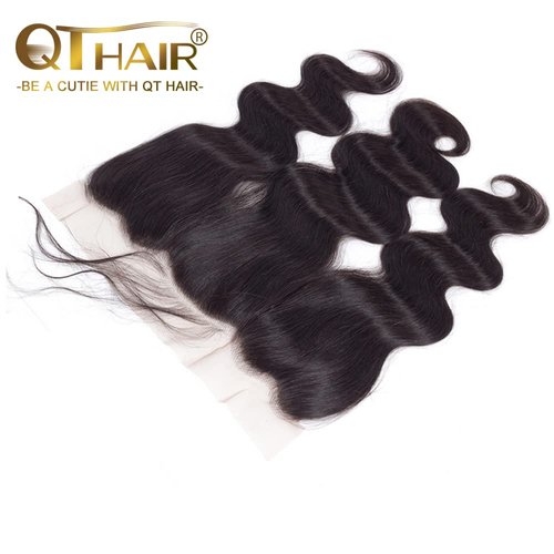 QTHAIR 12A Transparent HD Body Wave Human Hair Lace Frontal (18",13x4 Ear to Ear Lace Frontal,Natural Black)130-150% Density 100% Virgin Brazilian Body Wave Lace Frontal