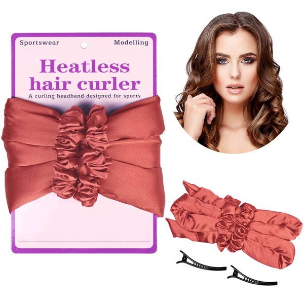 Heatless Curling Rod Headband,Upgraded No Heat Curlers Comfortable Sleep Overnight Women Girls Curling Ribbon Heatless Hair Rollers (Red)