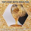 YTD Likomey 15ml Gel Nail Polish Gold Foil Top Coat,Glossy No Wipe Long Lasting Shiny Finish Clear Gold Glitter Sparkle For Salon Home DIY Manicure UV Nail Gel