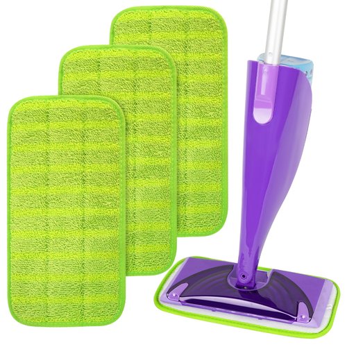 AmaVins 3 Pack Reusable Mop Pads for Swiffer WetJet Mops, Wet Jet Pads Refills, 12 inch Washable Microfiber Mop Pads Up to 100+ Floor Cleaning for Floor Cleaning Wet Dry Use for Any Floor Types