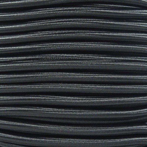 Paracord Planet | 1/4 Inch Elastic Shock Bungee Cord Nylon Crafting Stretch String Rope | Made in The USA | Black, 50 Feet