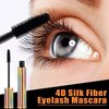 2 Pack Mascara Black Volume and Length Lasting All Day, 4D Silk Fiber Lash Mascara, Waterproof Mascara Lengthening No Clumping, No Smudging & Easy to Remove