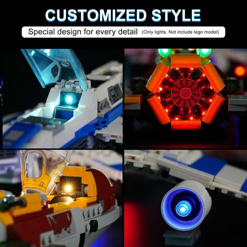DALDED LED Lighting Kit for Lego Star Wars: Ahsoka New Republic E-Wing vs. Shin Hati’s Starfighter 75364, LED Light Compatible with Lego 75364 Building Block Models (Music Version)