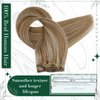 RUNATURE Clip in Hair Remy Human Hair Clip in Extensions 16 Inches Golden Brown with Golden Blonde Highlighted Color 10P16 50g 3pcs Double Weft Clip on Hair Extensions
