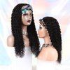 Deep Wave Headband Wig Human Hair Wigs for Black Women - Brazilian Virgin Hair Deep Wave Wig Headband - Glueless None Lace Front Deep Curly Wigs Human Hair 150% Density Natural Black (14 Inch)