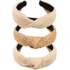 3 Pieces Straw Knotted Headbands for Women Summer Beach Rattan Knot Headband Bohemian Wide Headbands Twist Knot Wide Hairbands Woven Headwear for Girls Women Raffia Headwear Holiday Hair Styling