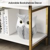Owl Statue for Home Decor Accents Office Decoration, APPS2Car Handmade Polka Dots Buhos Modern Bird Figurine for Indoor Book Shelf Desktop Cabinet Fireplace Mantel Living Room Bedroom Ornament (White)