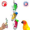 Bonka Bird Toys 2333 Sneaker Chain Chew Forage Shred Acrylic Rings Laces Aglets Cockatiel Parakeet Conure and Other Similar Sized Birds Made in The USA