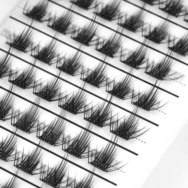 ETVITE Lash Clusters DIY Cluster Lashes Individual Lashes, 3D Effect C Curl Home Eyelash Extensions Manga Eyes, Soft Light Natural Look New Styles（Libra 14mm)