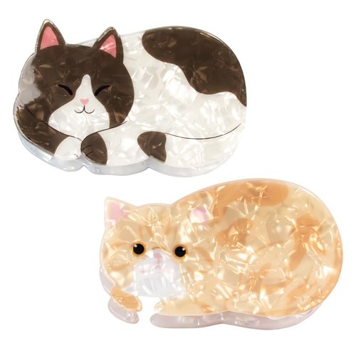 SHIDXIB 2Pcs Cute Acetate Hair Claw Clip Cat Shaped Hair Claw Clips Non-Slip Strong Hold Jaw Clips Headwear For Women