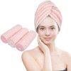 VIVOTE Microfiber Hair Towel Turban Wrap - 3 Pack, Hair Fast Drying Hat, Hair Dry Cap, Head Turban, Super Absorbent, Soft, Lightweight, Anti Frizz, Women Girls Gift 10 x 25.5 Inch (Light Pink)