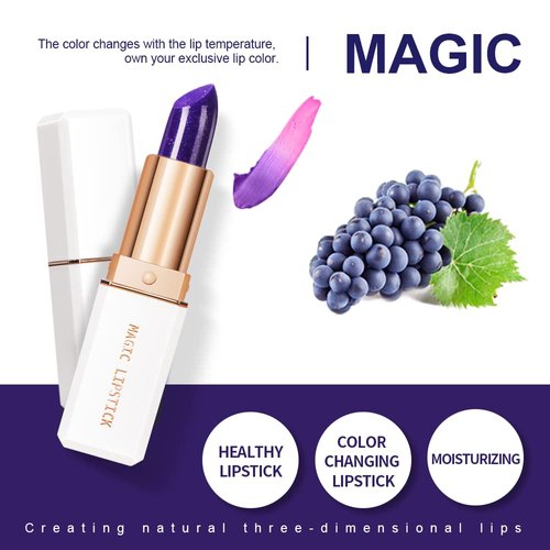 lakerain Color Changing Lipstick Moisturizer Magic Temperature Shimmer Color Change Lip Gloss Magical Discoloration Waterproof Long Lasting Lips (Purple)