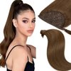 Ponytail Extension Human Hair Clip in Ponytail Hair Extensions Loxxy 100% Real Human Hair #4 18 Inch 80g Chocolate Brown Ponytail Hair Pieces for Women Silky Straight