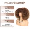 Mtmei hair Short Afro Curly Wig with Bangs Natural Curly Wigs 16Inch 290G T33/27 Hair Arukihair Wig Kinky Curly Wigs Synthetic Hair for Women(16Inch，T33/27)