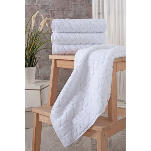 BAGNO MILANO 100% Turkish Cotton Jacquard Luxury Towel Set – Quick Dry Non-GMO Ultra-Soft, Plush and Absorbent Luxury Durable Turkish Towels Set (White, 4 Pcs Hand Towel Set)