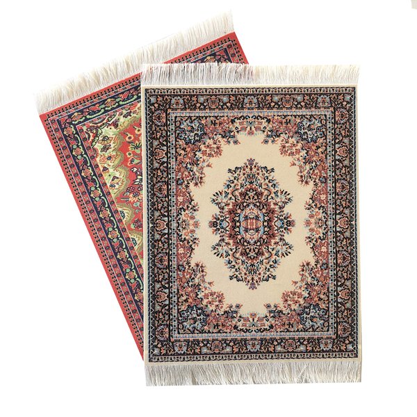 Set of 2 Dollhouse Carpets, Miniature Dolls House Accessory, 10x7 Rugs, Rectangle, Toy Furniture Carpeting Decor