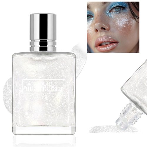 HOSAILY Liquid Highlighter Sparkle Waterproof Moisturizing Long Lasting Shimmer Body Glow Oil Quick-Drying Non-Greasy Roll on Glitter Highlighter Makeup for Face Eye Liquid Luxurious Illuminator