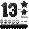 13th Birthday Decorations Party Supplies, Black 13 Number Balloons for Birthday Party Supplies,Anniversary Events Decorations and Sweet 13 Party,13th Anniversary(Black 13)