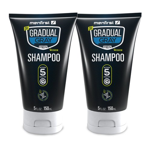 MENFIRST Gradual Gray Shampoo - Gray Hair Darkening Shampoo, Reverse Gray Hair Shampoo - Hypoallergenic & Harsh Chemical-Free, Gray Reducing Shampoo for Men - For Dark Shades - 5 Fl Oz (Pack of 2)