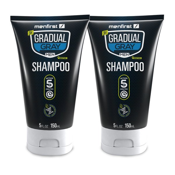 MENFIRST Gradual Gray Shampoo - Gray Hair Darkening Shampoo, Reverse Gray Hair Shampoo - Hypoallergenic & Harsh Chemical-Free, Gray Reducing Shampoo for Men - For Dark Shades - 5 Fl Oz (Pack of 2)