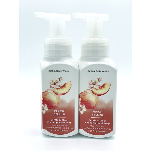 Bath and Body Works Gentle & Clean Foaming Hand Soap, 8.75 fl. oz. (Peach Bellini, 2-Pack)