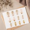 Gold French Tip Press on Nails Medium Fake Nails Almond False Nail Tips Gold Glitter Artificial Nails Design Full Cover Glue on Nails Art Accessories for Women Nail Decoration 24pcs
