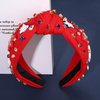 NVENF 4th of July Headbands, American Flag Star Headband Pearl Crystal Rhinestone Knotted Headbands Patriotic 4th of July Accessories Outfits for Women Holiday Gifts (American Flag 7)