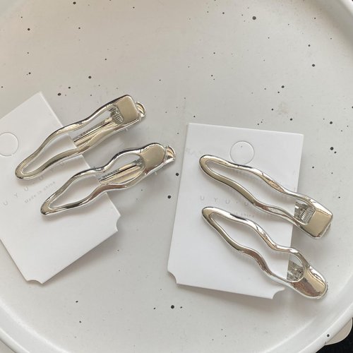 4Pcs Silver Wave Hair Clips Alligator Clips Vintage Y2K Style Cluster Hair Pin Non Slip Hair Accessories Birthday Gift for Brides Girl Women,Irregular Frosted Wave Hair Clips,Hair Accessories