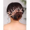 Denifery Wedding Pink Rhinestone Pearls Flower and Leaf Hair Comb Bridal Vintage Headpiece Crystal Women Hair Comb Bridal Hair Comb with 2 Pins Wedding Hair Piece Wedding Accessories