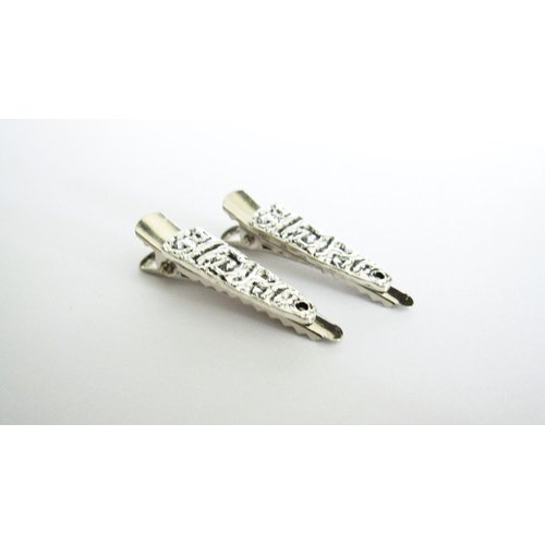 Generic 2 small slim silver native looking metal alligator hair clip for fine thin hair