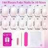 LoveOurhome 144pc Short Square Press on Nails Fake Nails Ombre Glue on Nails White Pink Ombre Pink Press on Nails Short False Nail Artificial Fingernails Women Stick on Nails with Glue Adhesive Tabs