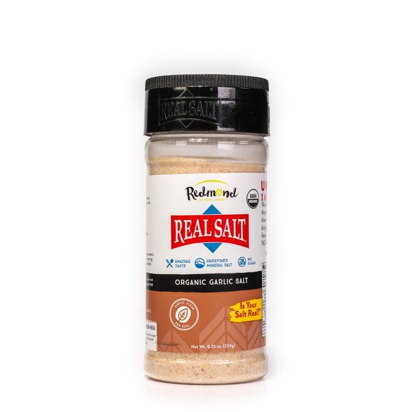 Redmond Real Sea Salt - Natural Unrefined Gluten Free, Garlic 8 Ounce Shaker