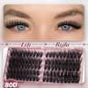 Yawamica Cat Eye Lash Clusters Fluffy Cluster Eyelash Extensions Wispy Individual Lashes Premade Eyelash Clusters Left Right Cluster Lashes 60D 80D 100D Volume 300pcs Eye Lashes Clusters DIY Lash