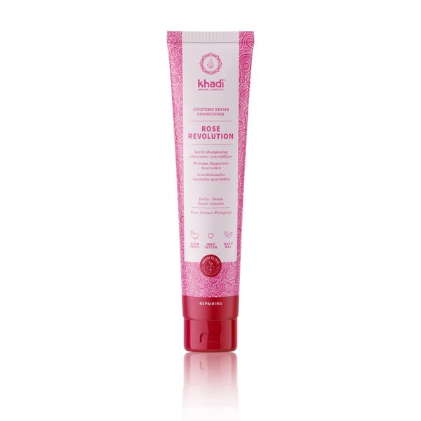 KHADI ROSE REVOLUTION Ayurvedic Repair Conditioner, Instant combility and daily care without silicones, 100% natural, vegan & sulfate-free, Certified Natural Cosmetics, 6.7oz